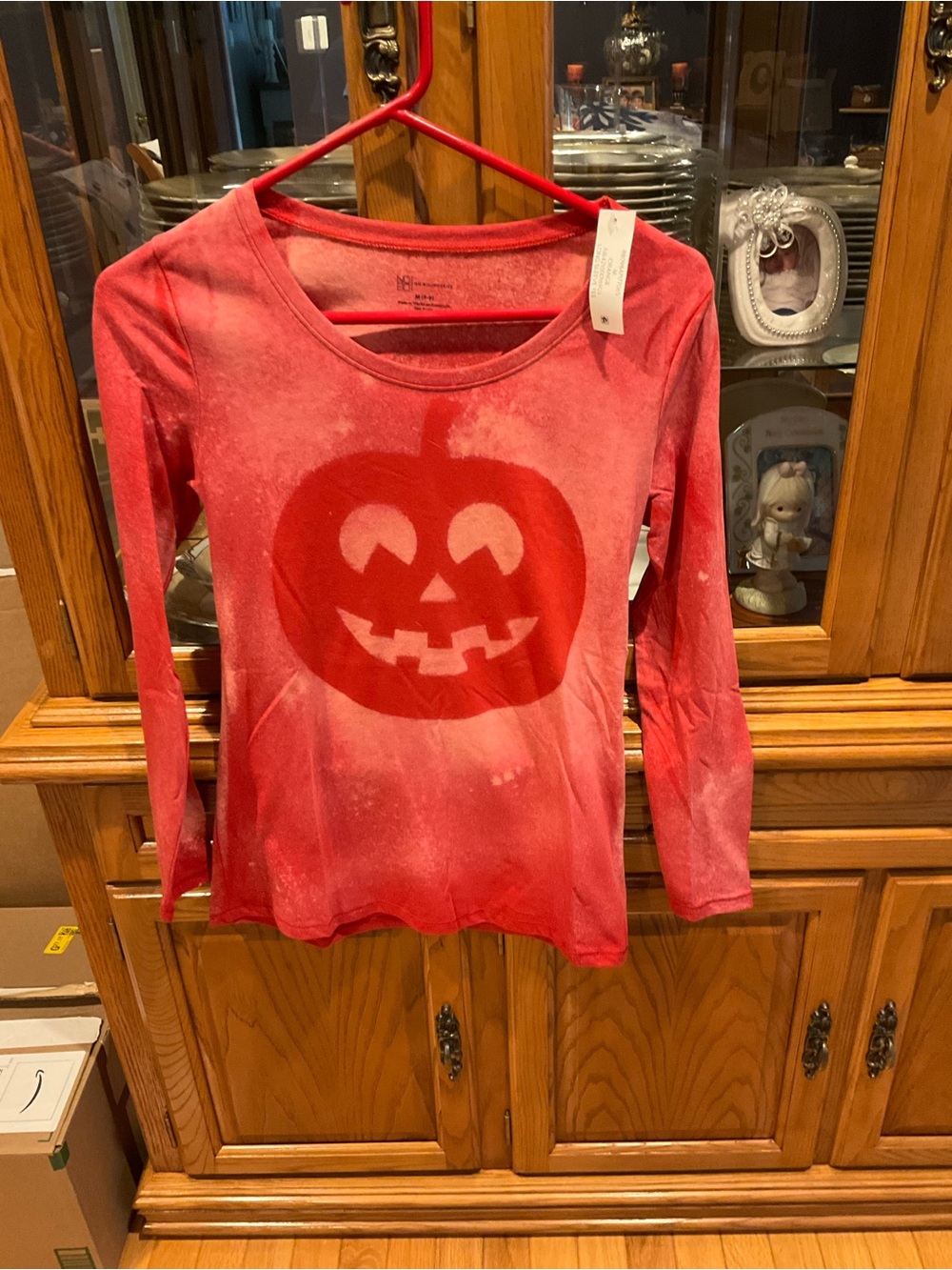 No Boundaries Orange Handmade Thermal Long Sleeve Pumpkin Tee Med